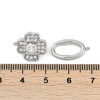 Brass Micro Pave Clear Cubic Zirconia Fold Over Clasps KK-U043-20P-1