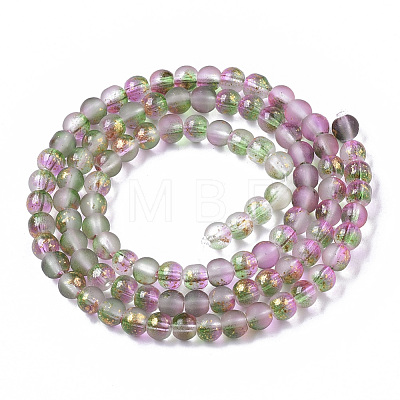 Frosted Spray Painted Glass Beads Strands X-GLAA-N035-03A-C01-1