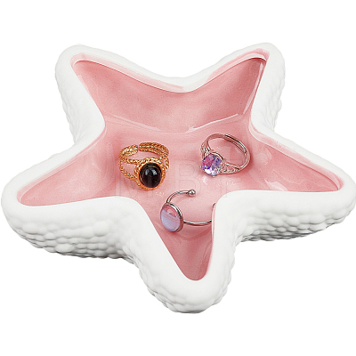 1Pc Starfish Shape Ceramic Jewelry Plate AJEW-SC0002-96A-1