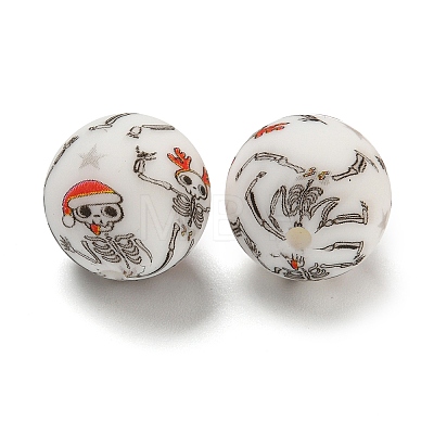Christmas Round Silicone Beads SIL-K002-02E-1
