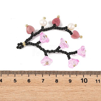Glass Seed Beaded & Natural Rhodonite Big Pendants PALLOY-MZ01388-02-1