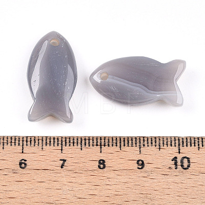 Natural Grey Agate Pendants G-N342-106C-1