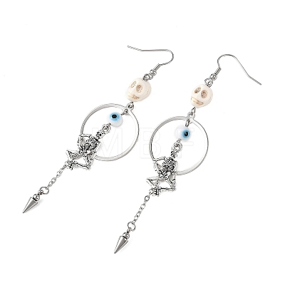 Halloween Alloy & Synthetic Turquoise & Lampwork Dangle Earrings EJEW-TA00820-1