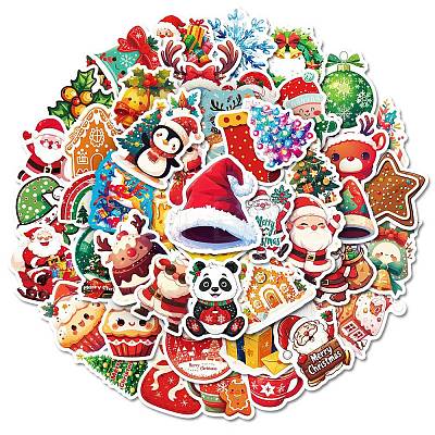 50Pcs Christmas Theme Cartoon Paper Stickers DIY-P085-05-1