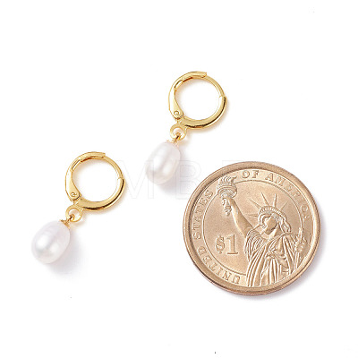 Natural Pearl Beads Drop Huggie Hoop Earrings for Women EJEW-JE04757-03-1