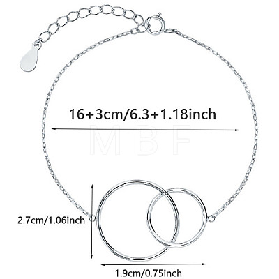 Rhodium Plated 925 Sterling Silver Link Bracelets WR5948-1