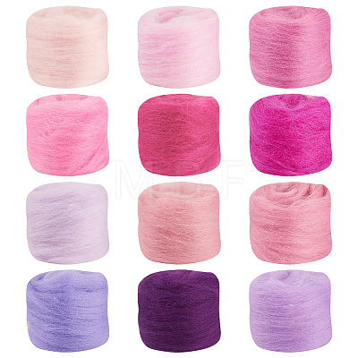 60G 12 Colors Needle Felting Wool Roving DIY-TA0012-85-1