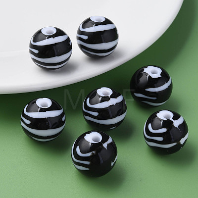 Opaque Striped Acrylic Beads MACR-S373-27B-10-1