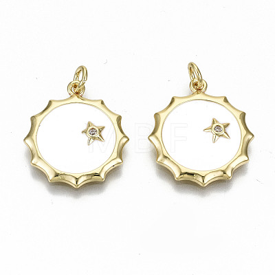 Real 16K Gold Plated Brass Micro Pave Clear Cubic Zirconia Pendants ZIRC-S067-195-NF-1