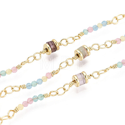 Handmade Brass Glass Column Link Chains CHC-T017-05-1