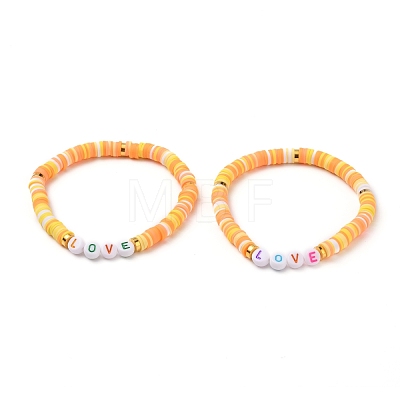 Polymer Clay Heishi Beads Stretch Bracelets BJEW-JB05711-1