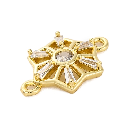 Brass Clear Cubic Zirconia Connector Charms/Links FIND-L019-07G-03-1