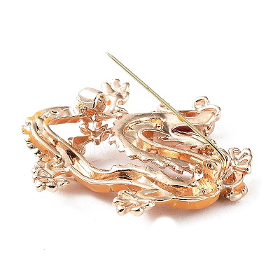 Dragon Alloy Rhinestone Brooches JEWB-K018-12KCG-1