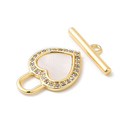 Brass Micro Pave Clear Cubic Zirconia Toggle Clasps KK-P234-69G-1