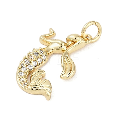 Rack Plating Brass Micro Pave Cubic Zirconia Pendants KK-H509-17G-1