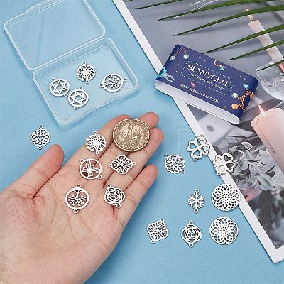 20Pcs 10 Styles Stainless Steel Connector Charms FIND-SC0004-70-1