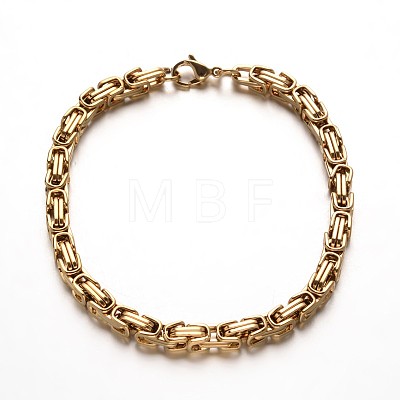 Trendy 304 Stainless Steel Byzantine Chain Bracelets BJEW-L510-10-1
