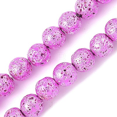 Electroplated Natural Lava Rock Beads Strands G-A263-A02-01-1