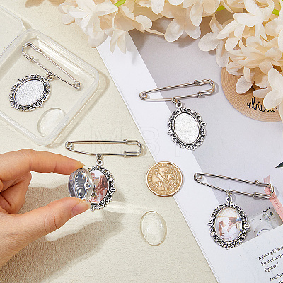 Alloy Oval Tray Brooch Base Settings JEWB-DC00007-1