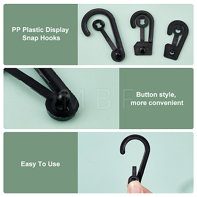  180Pcs 3 Style PP Plastic Display Snap Hooks FIND-NB0002-90B-1