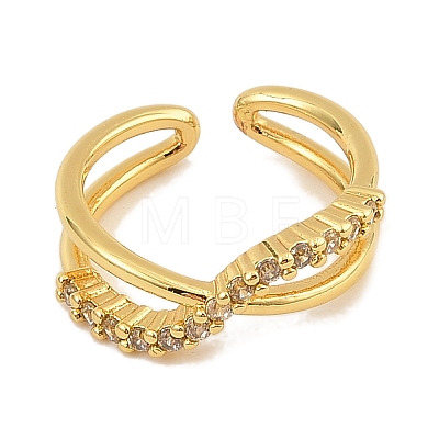 Brass Micro Pave Cubic Zirconia Cuff Rings for Women RJEW-S392-19G-1