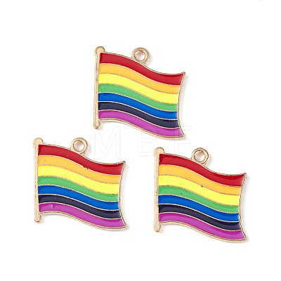 Rainbow Color Pride Flag Alloy Enamel Pendants X-ENAM-K067-10-1
