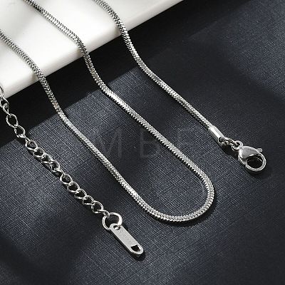 Non-Tarnish 304 Stainless Steel Round Snake Chain Necklace for Men Women NJEW-K245-012C-1