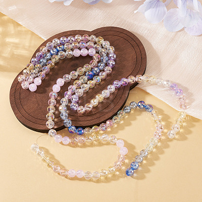 3 Colors 3 Strands Electroplate Glass Beads Strands EGLA-TA0013-51B-1