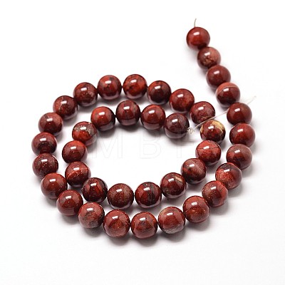 Natural Red Jasper Round Bead Strands G-P072-19-12mm-1