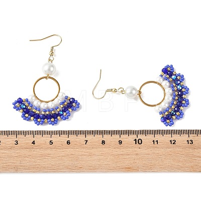 Glass Braided Beads Dangle Earrings EJEW-MZ00747-03-1