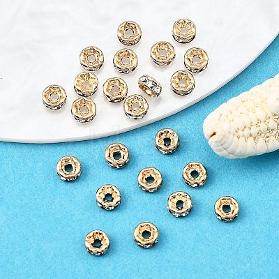 Rack Plating Brass Crystal Rhinestone Rondelle Space Beads RB-D303-KCG-1