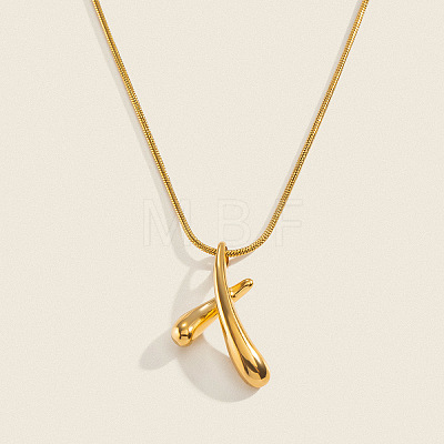 304 Stainless Steel Cross Teardrop Pendant Necklaces for Women LV5692-1-1