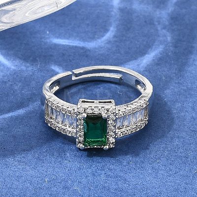 Brass Micro Pave Clear Cubic Zirconia Cuff Open Rings CU-CBA5C10-14P-1