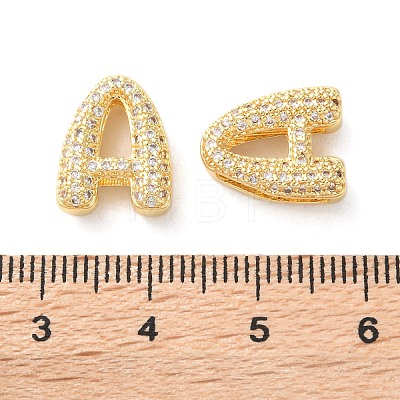 Rack Plating Brass Micro Pave Cubic Zirconia Slide Charms KK-C084-34G-A-1