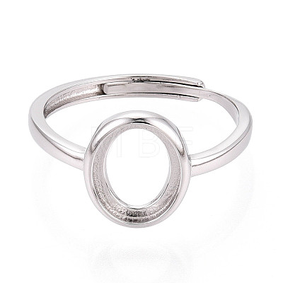 Adjustable 925 Sterling Silver Blank Oval Bezel Ring Settings STER-T008-93P-1
