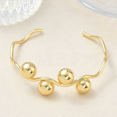 Wave Brass Cuff Bangles BJEW-C157-04G-1