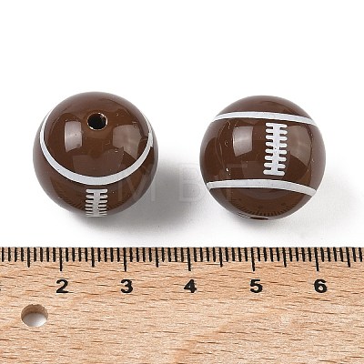 Sport Printing Opaque Acrylic Beads OACR-Z035-04-1