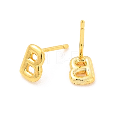 Brass Hollow Out Initial Letter Stud Earrings for Women EJEW-A044-01G-B-1