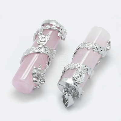 Natural Rose Quartz Pendants G-O163-E12-1