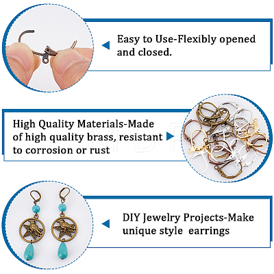 200Pcs 5 Colors Brass Leverback Earring Findings KK-SP0001-01-1