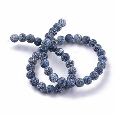 Frosted Natural Weathered Agate Beads Strands G-F367-8mm-05-1