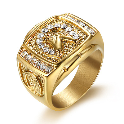 304 Stainless Steel Micro Pave Clear Cubic Zirconia Finger Rings for Men FS-WGEF432-04-1
