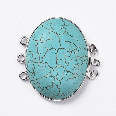 Synthetic Turquoise Box Clasps G-L473-A03-1