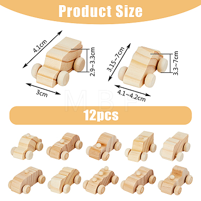 SUPERFINDINGS 2 Sets 2 Style Unfinished Blank Wood Cars DIY-FH0006-32-1