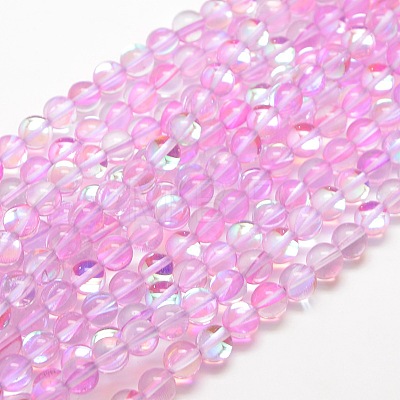 Synthetic Moonstone Beads Strands G-F143-6mm-01-1