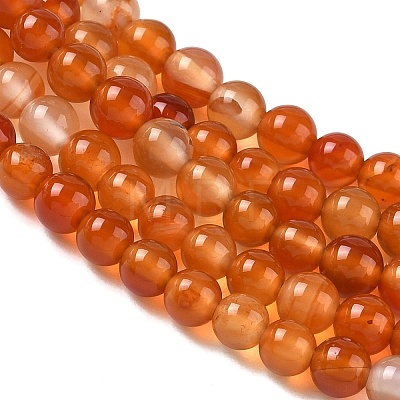 Round Natural Red Agate Bead Strands G-M257-4mm-26-1