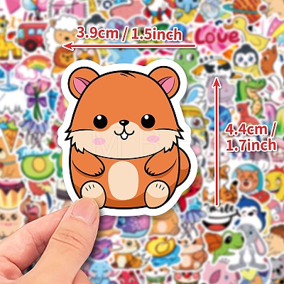 100Pcs Cartoon Animals Paper Self-Adhesive Picture Stickers STIC-C010-10-1