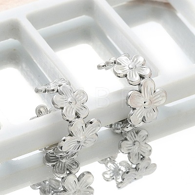 304 Stainless Steel Flower Cuff Earrings for Women LS-EJEW-A118-03P-1