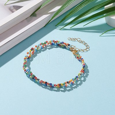 Round Opaque Lustered Glass Seed Beaded Bracelets BJEW-JB05870-02-1