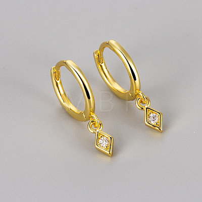 Brass & Clear Cubic Zirconia Hoop Earrings WG8BCA9-01-1